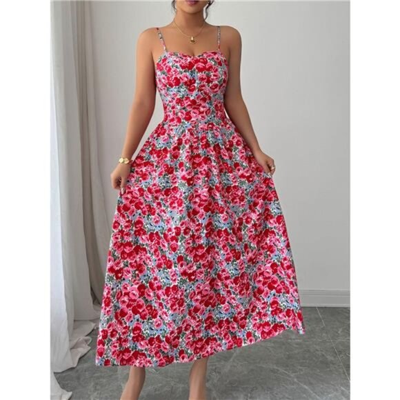 A Classy Chic Boutique Dresses & Skirts - Floral Print Sweetheart Neck Cami Dress